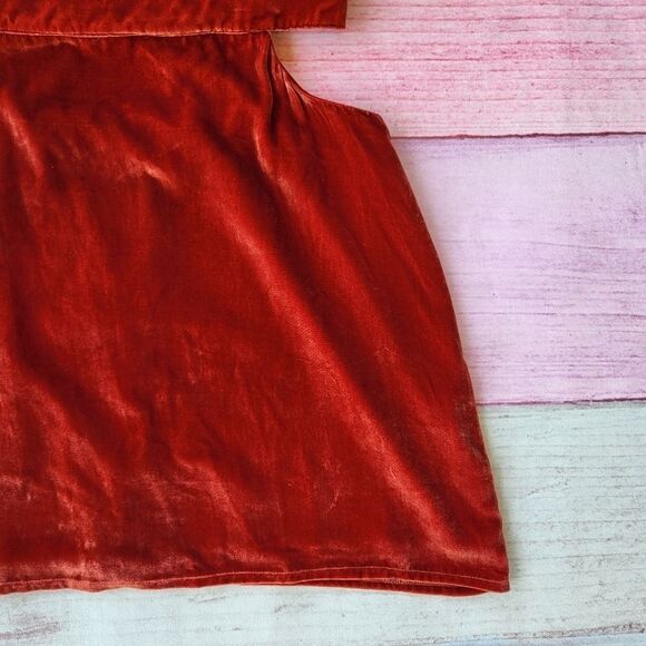 For Love & Lemons Rust Red Kate Velvet Strappy Cutout Overall Mini Dress L - Picture 9 of 10